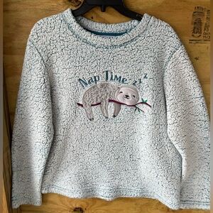 Light blue sloth sleep night shirt, M, soft material, 100% polyester faux fur